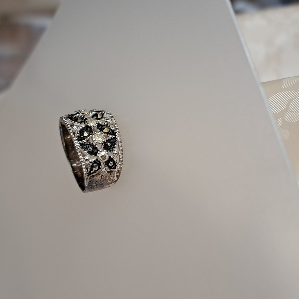 Vintage Sterling Silver 925 Marcasite Cocktail Ring